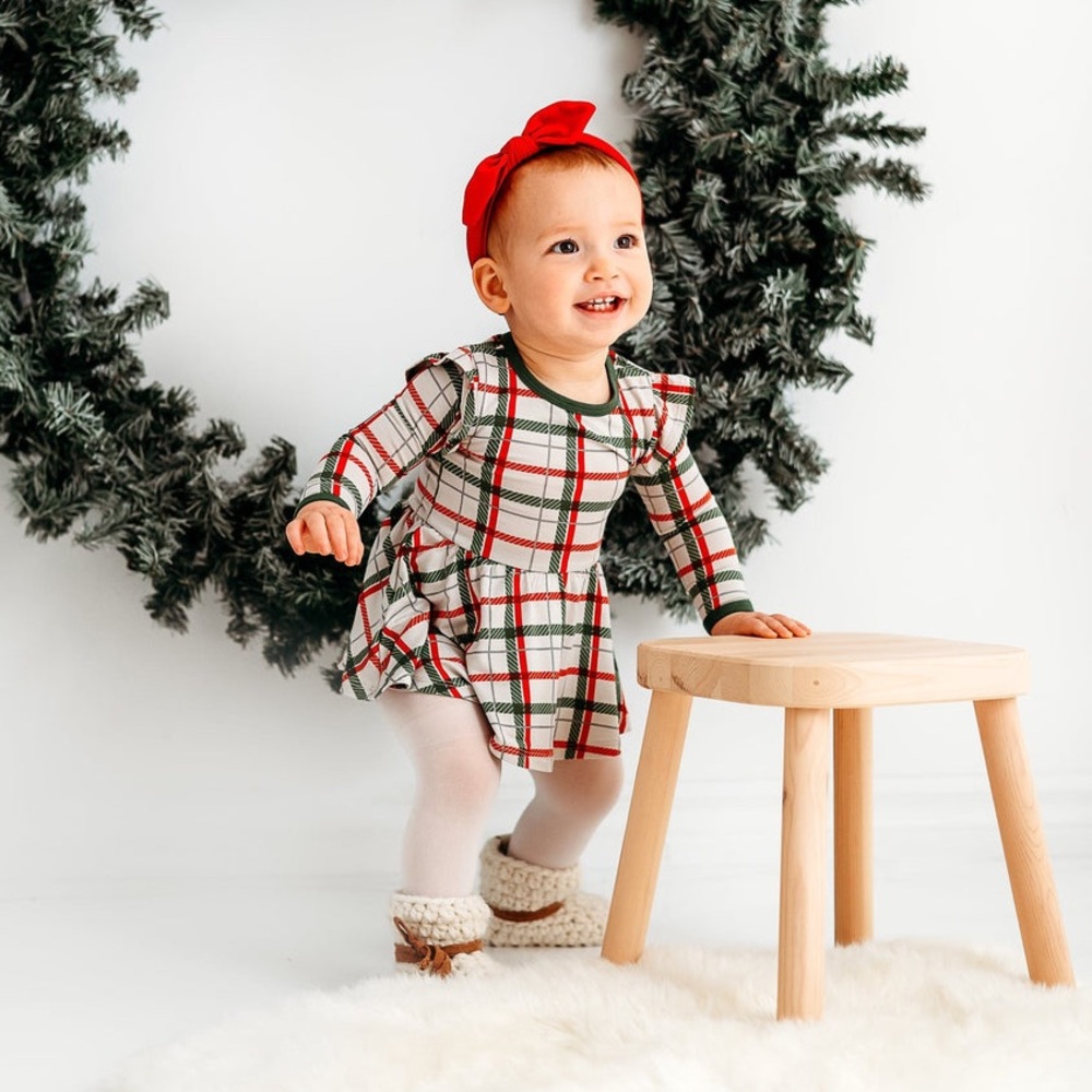 Kyte BABY Plaid Dress with Red Accents